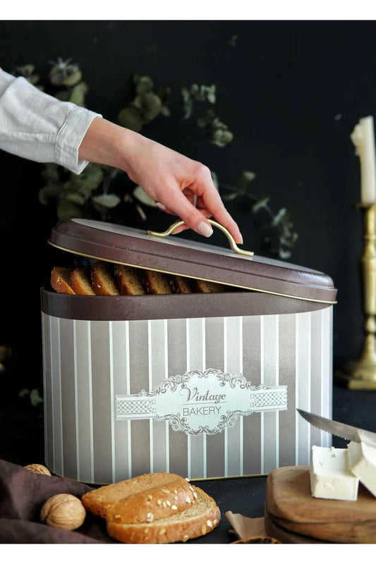 Vintage Elegance Metal Bread Storage Container
