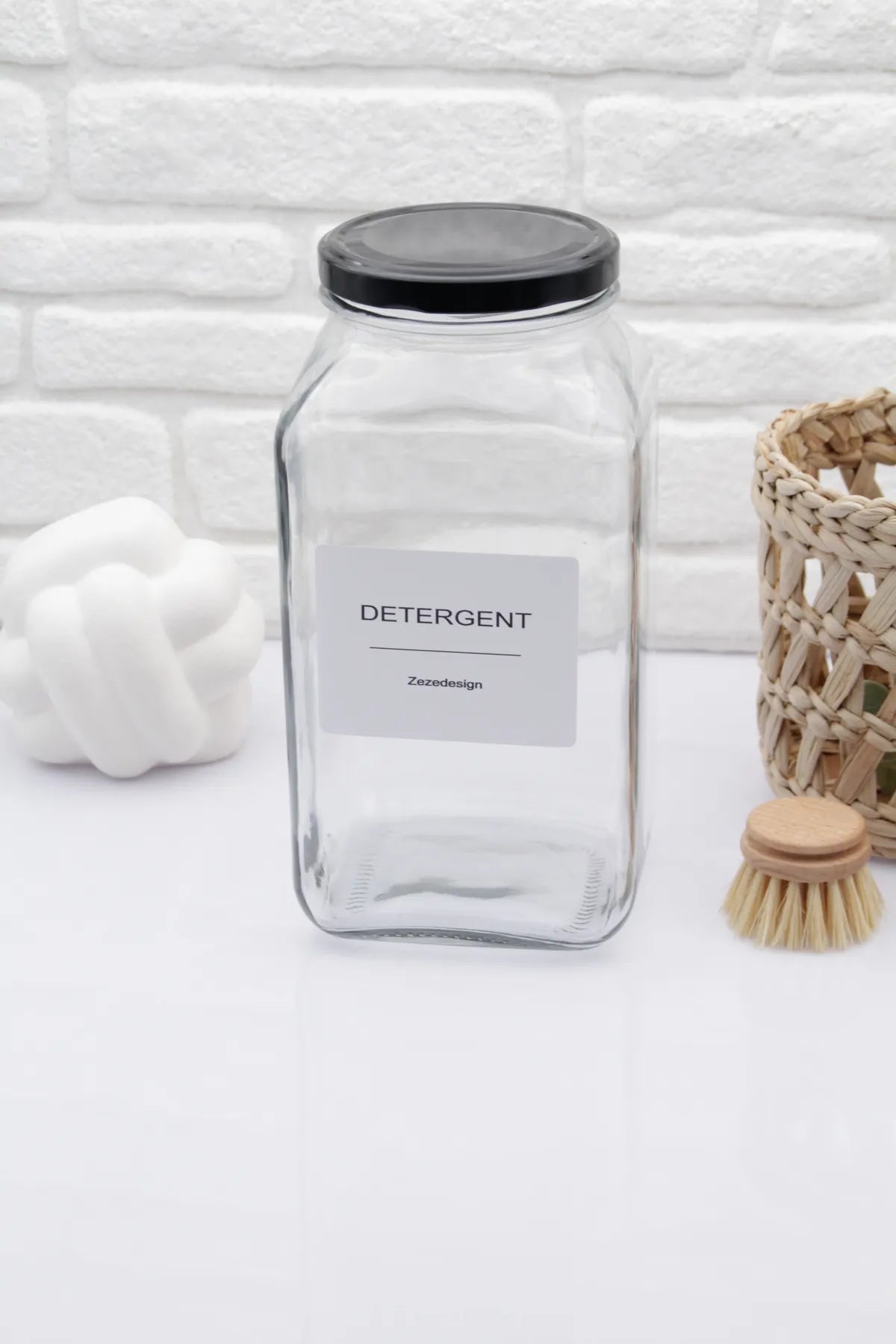 Black Lid Laundry Glass Storage Containers