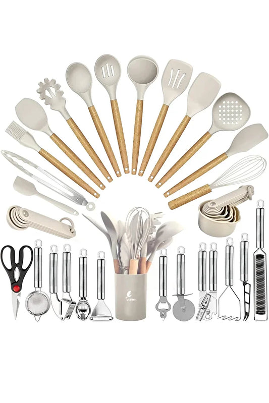 Marselis 35 Piece Wooden Silicone Kitchen Set