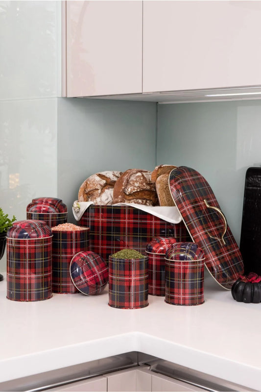 Plaid Metal Storage Containers Set of 7