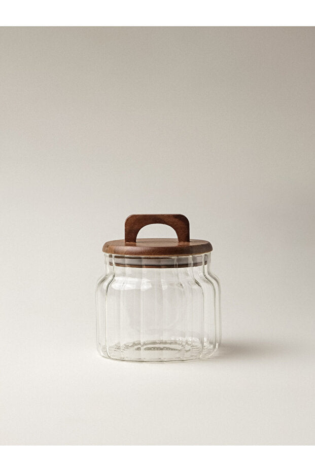 Tulip Acacia Large Glass Storage Jar