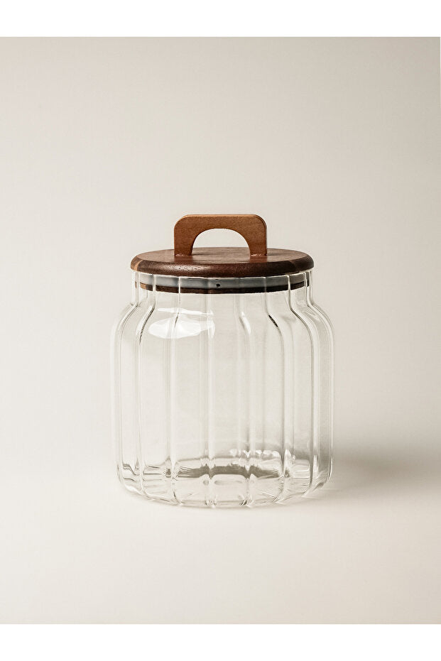 Tulip Acacia Large Glass Storage Jar