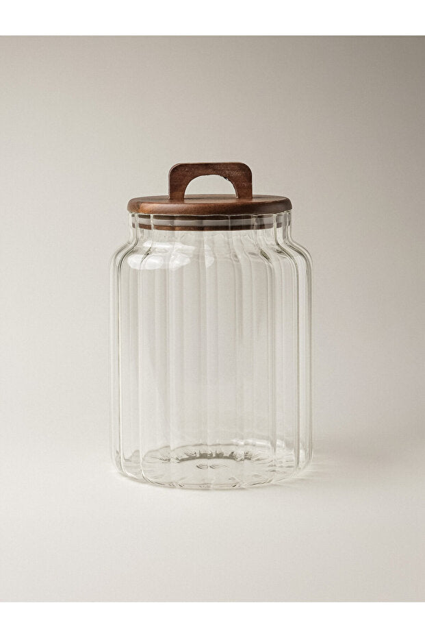 Tulip Acacia Large Glass Storage Jar