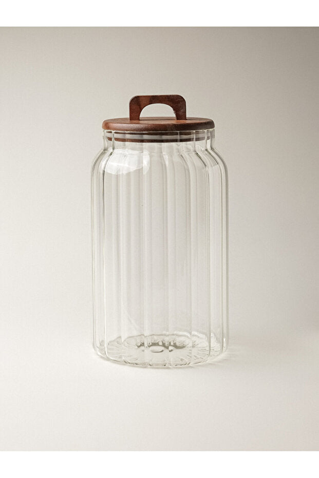 Tulip Acacia Large Glass Storage Jar