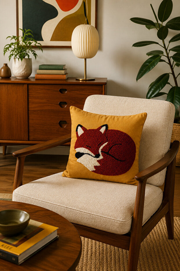 Embroidered Cushion Cover 43x43 cm – Fox
