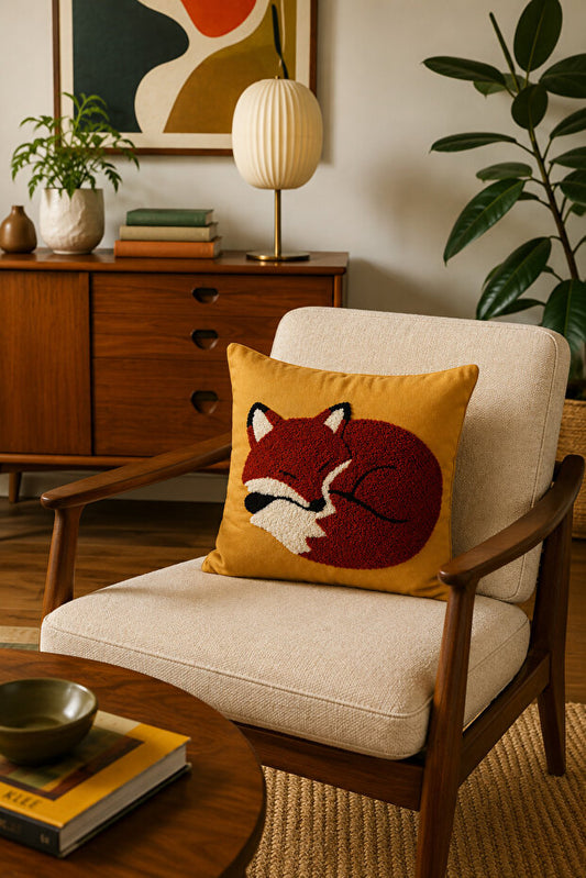 Embroidered Cushion Cover 43x43 cm – Fox