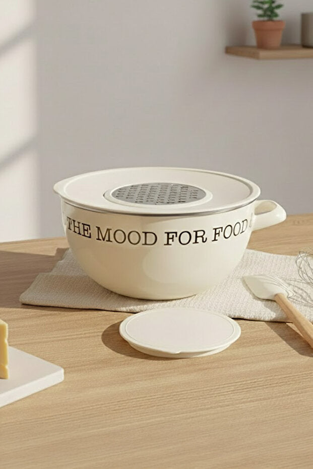 Mood Enamel Stainless Steel Mixing Bowl Set with Grater