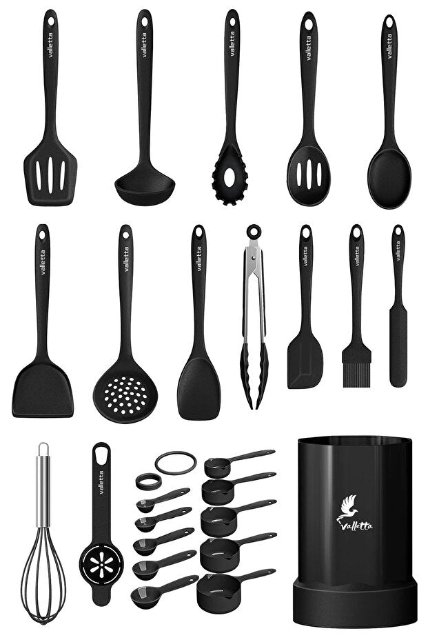 Maracas 25 Piece Silicone Kitchen Set - Black