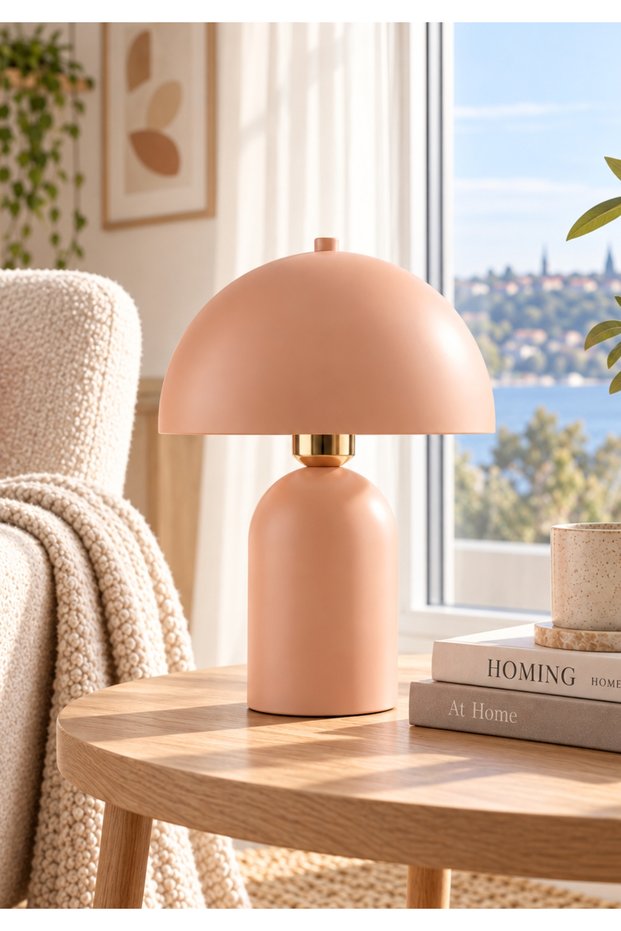 Felice Modern Mushroom Table Lamp – Peach Pink