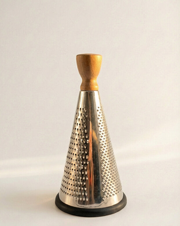 Conical Grater with Wooden Handle – Premium Stainless Steel Kitchen Grater