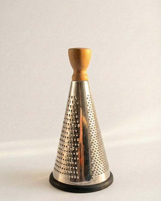 Conical Grater with Wooden Handle – Premium Stainless Steel Kitchen Grater