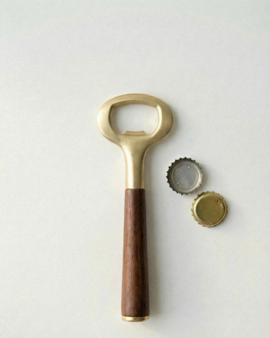 Acacia Handle Gold Bottle Opener