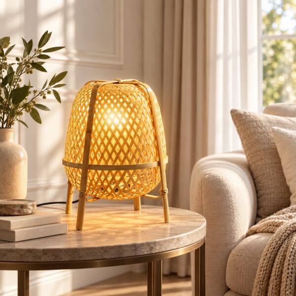 Bamboo Woven Table Lamp – Natural