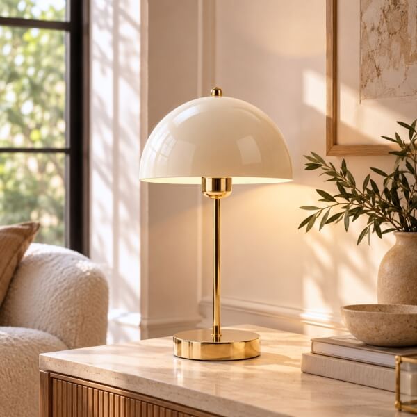 Jolie Dome Table Lamp – Ivory & Gold