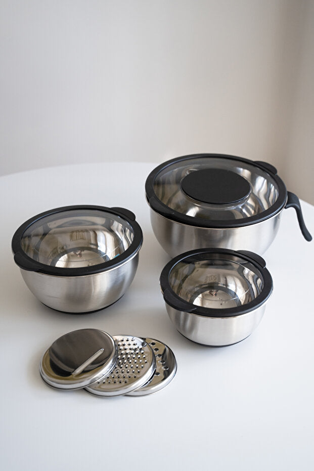 ProKitchen 304 Stainless Steel Storage and Preparation Set with Grater Attachment