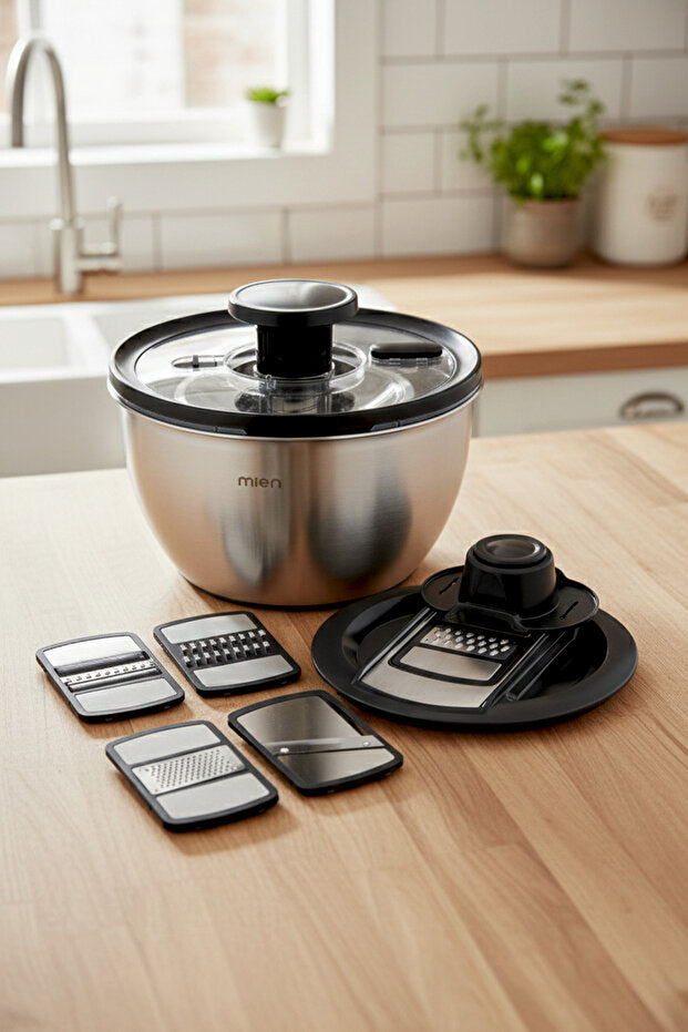 Stainless Steel Storage and Preparation Set with Grater Attachment