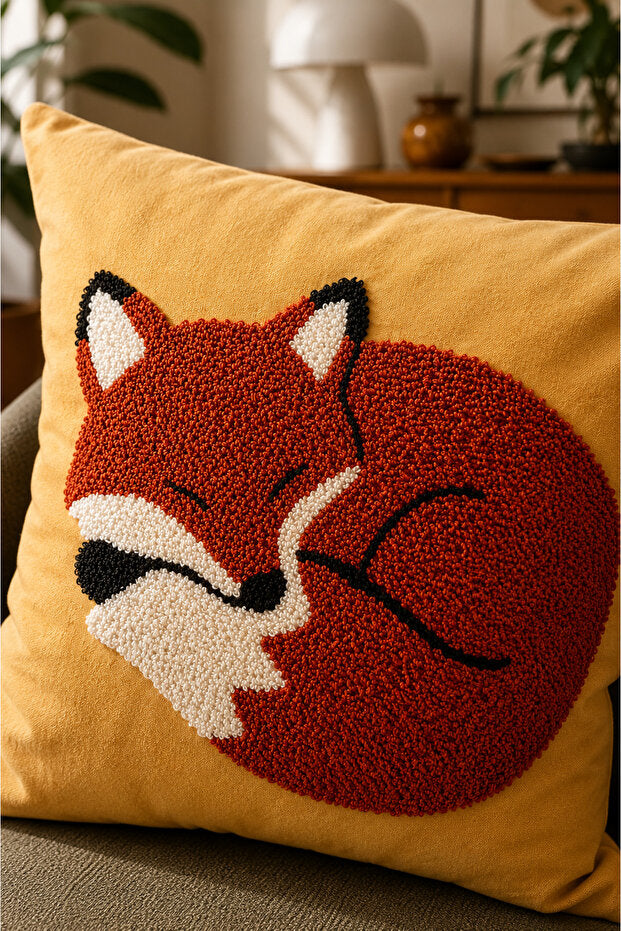 Embroidered Cushion Cover 43x43 cm – Fox
