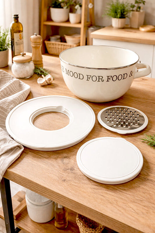 Mood Enamel Stainless Steel Mixing Bowl Set with Grater