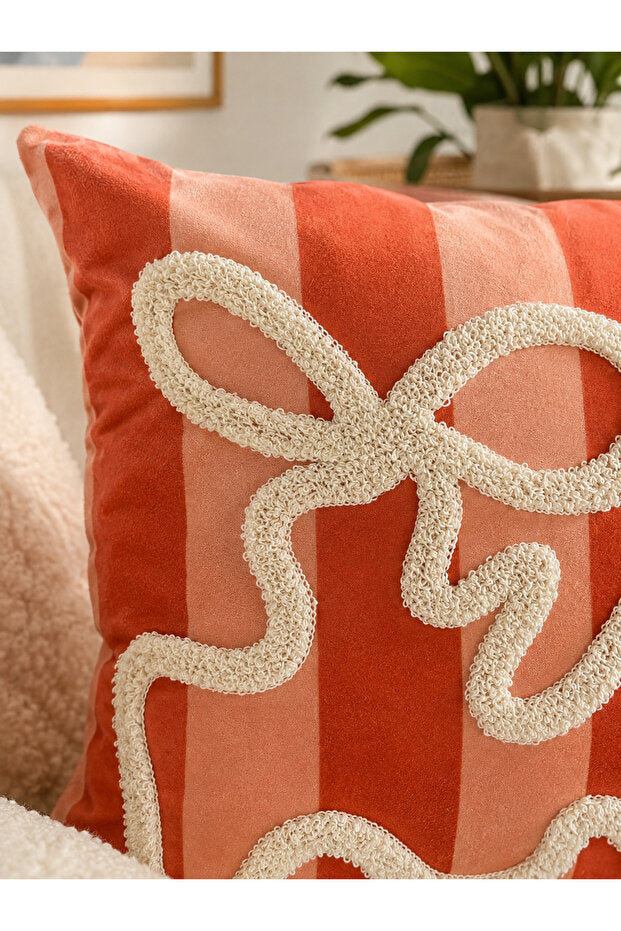 Bow Punch Embroidery Pillow Case 50x30 cm