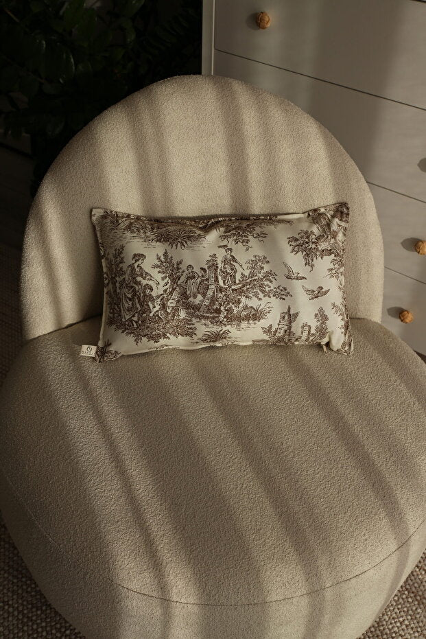 Toile de Jouy Decorative Pillow Cover 30×50 cm – Brown