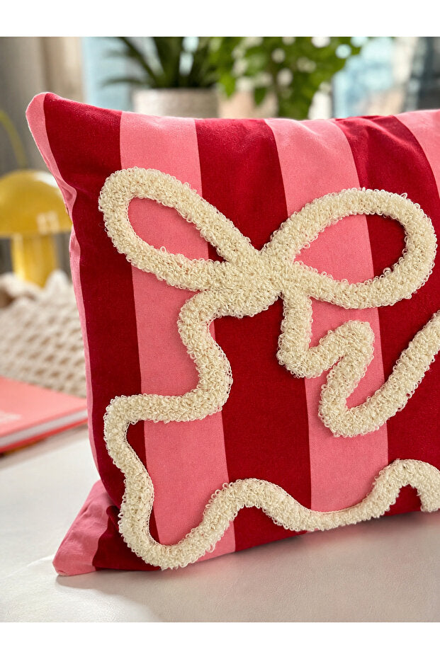 Bow Punch Embroidery Pillow Case 50x30 cm