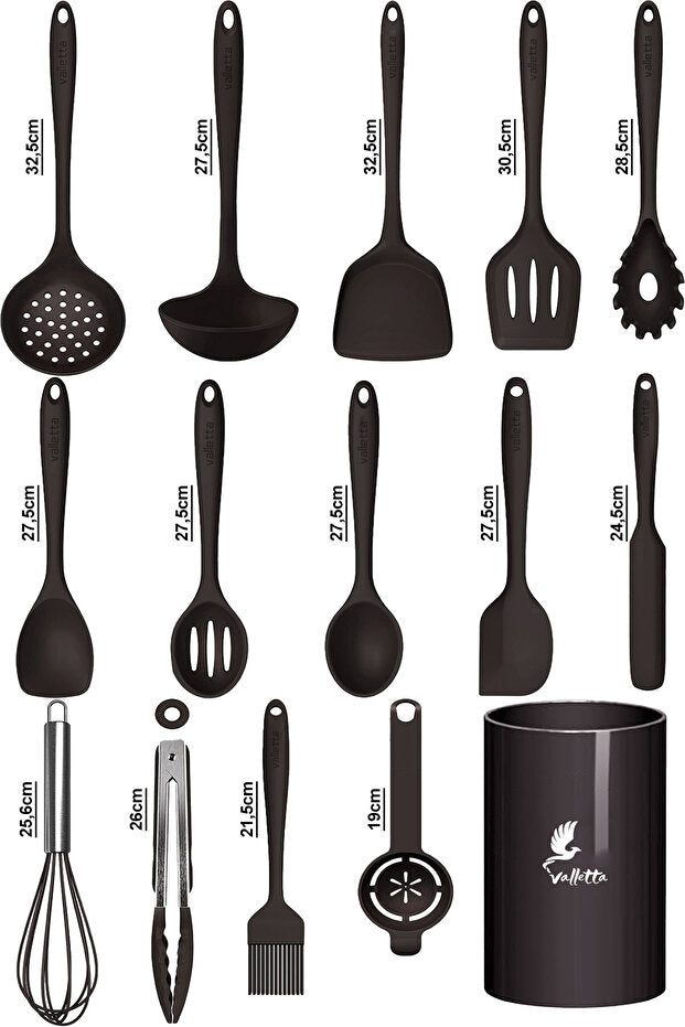 Trigona 15 Piece Silicone Kitchen Set - Black