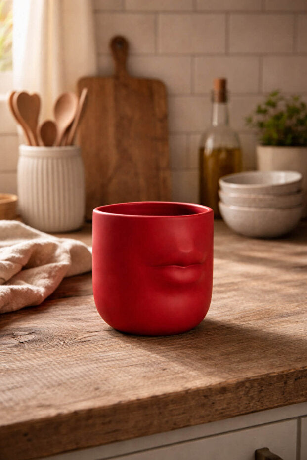 Handmade Ceramic Red Lip Mug / Cup