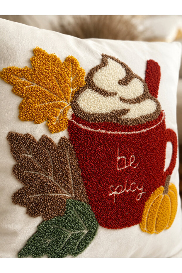 Embroidered Cushion Cover 43x43 cm – Pumpkin Spice