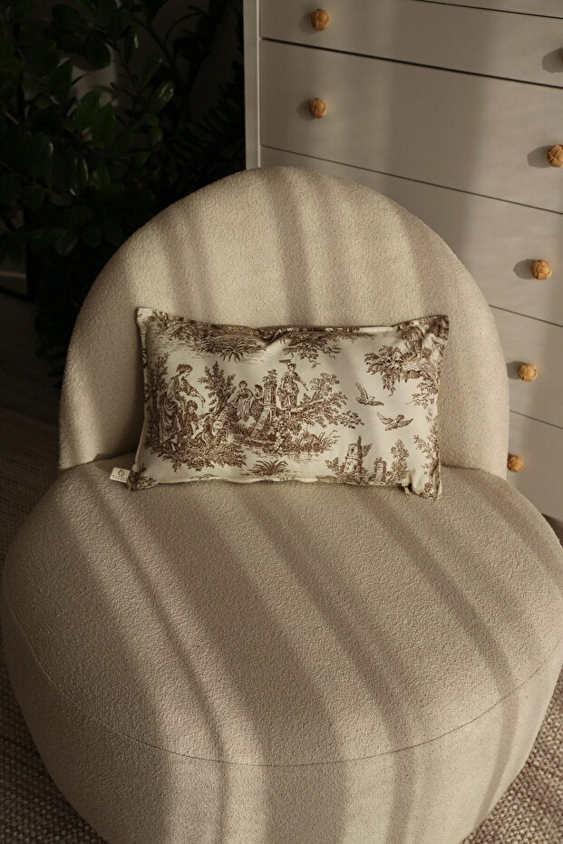 Toile de Jouy Decorative Pillow Cover 30×50 cm – Brown