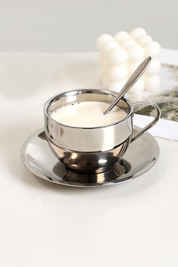Steel 180ml Double-Walled Coffee Cup 2 Person Set