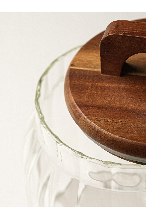 Tulip Acacia Large Glass Storage Jar