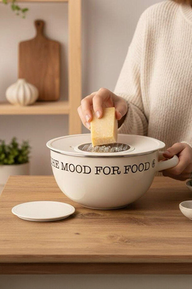 Mood Enamel Stainless Steel Mixing Bowl Set with Grater