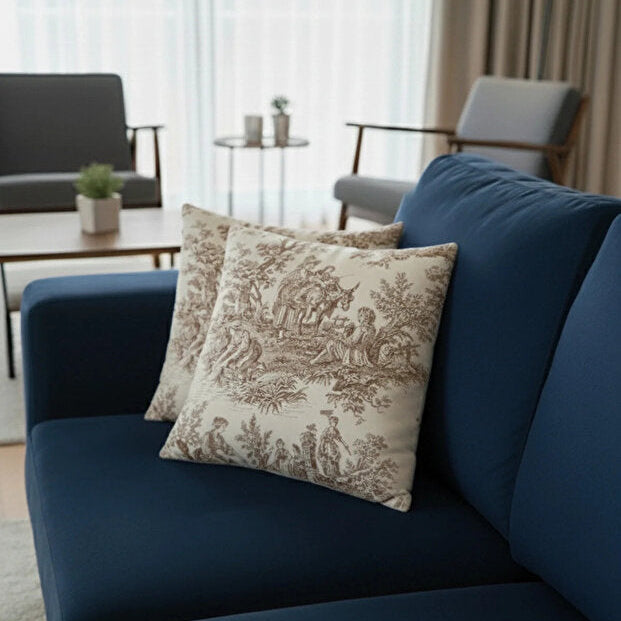 Toile de Jouy Decorative Pillow Covers 43×43 cm – Set of 2
