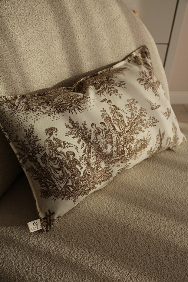 Toile de Jouy Decorative Pillow Cover 30×50 cm – Brown