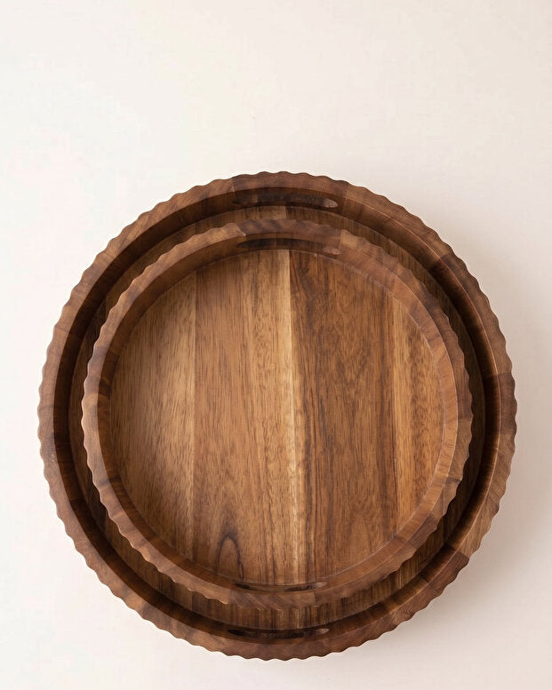 Two wooden trays stacked on a white background with 'varbi firsat' branding.