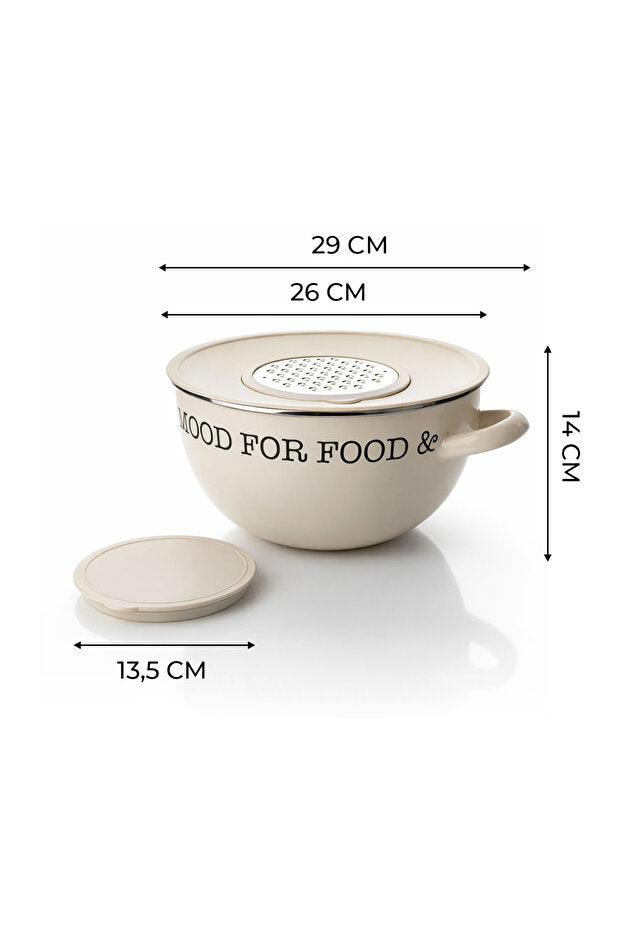 Mood Enamel Stainless Steel Mixing Bowl Set with Grater