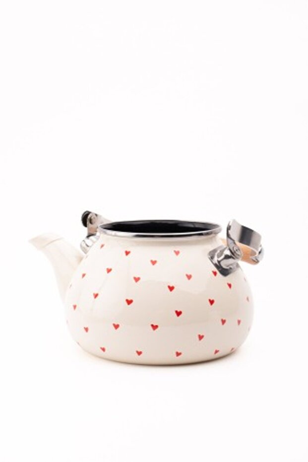 Cupid Enamel Heart Pattern Vintage Kettle - 2 Liters