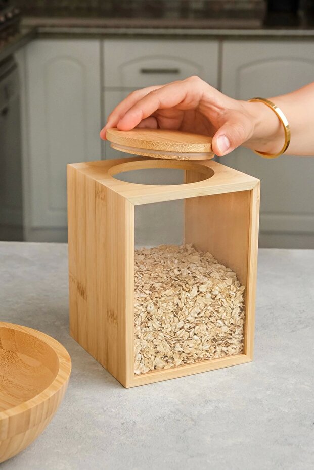 Bamboo Vaccumed Lid Storage Container Jar