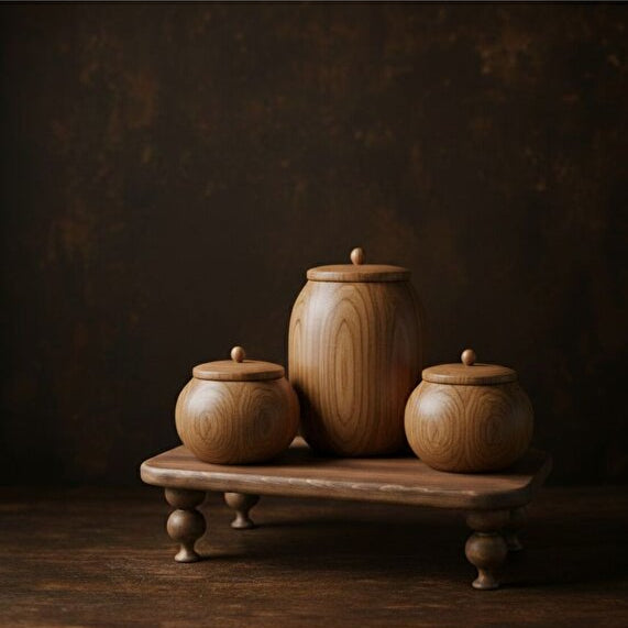 Natural Wood Stand Serving Tray