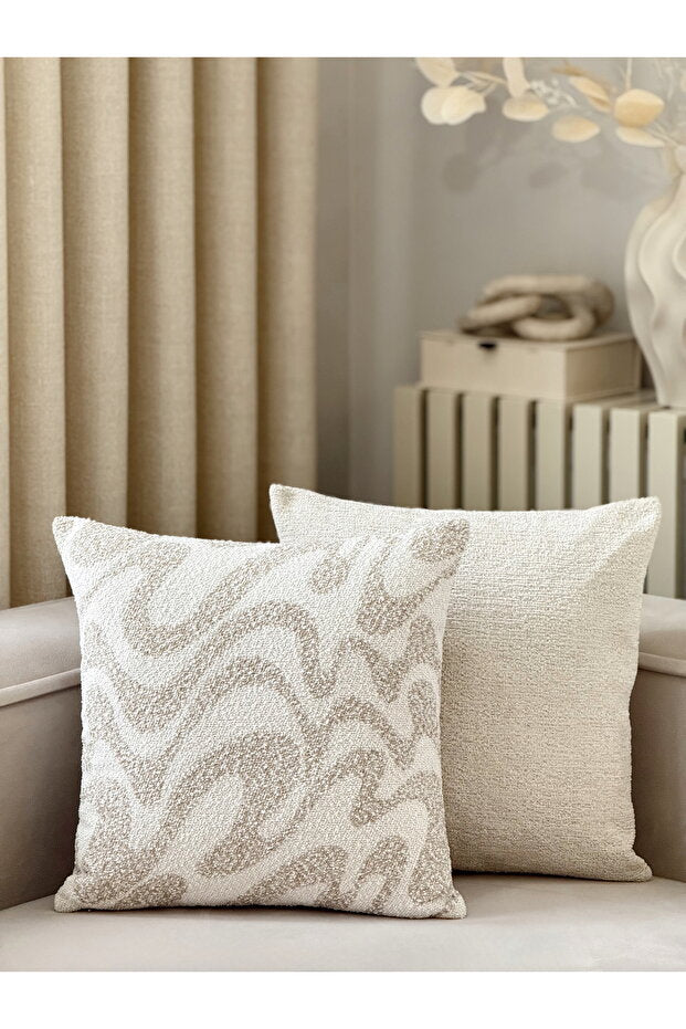 Flow Wave Decorative Pillow Cover – Beige