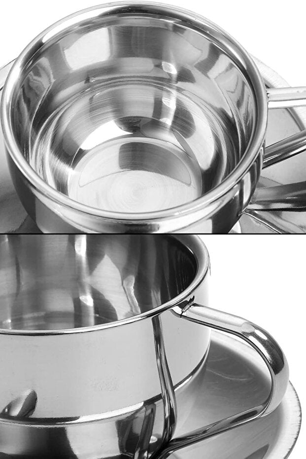 Steel 180ml Double-Walled Coffee Cup 2 Person Set