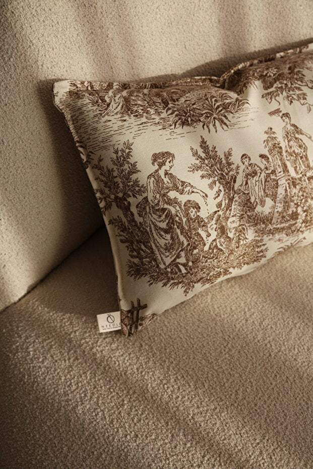 Toile de Jouy Decorative Pillow Cover 30×50 cm – Brown