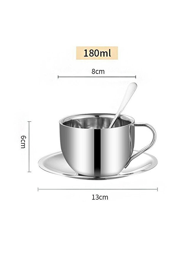 Steel 180ml Double-Walled Coffee Cup 2 Person Set