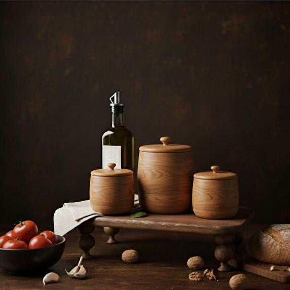 Natural Wood Stand Serving Tray