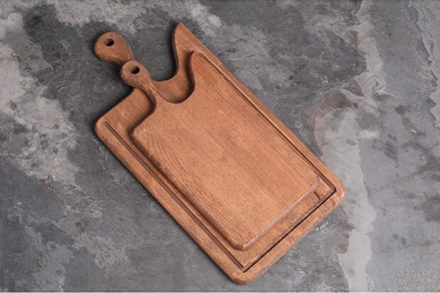 Natural Wood Cutting and Serving Board 2 Pieces Large