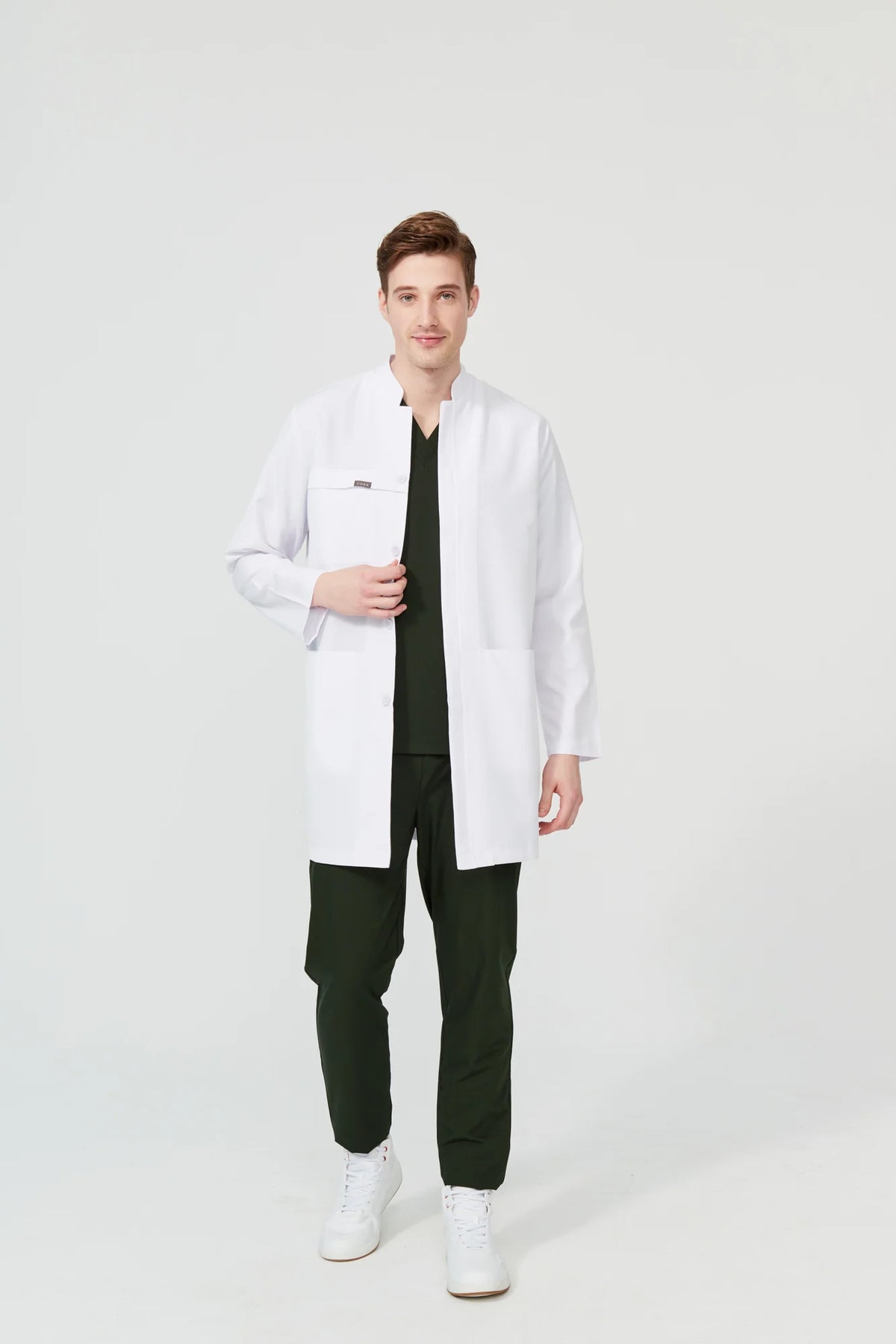 Cosa Men’s Mandarin Collar Medical Coat