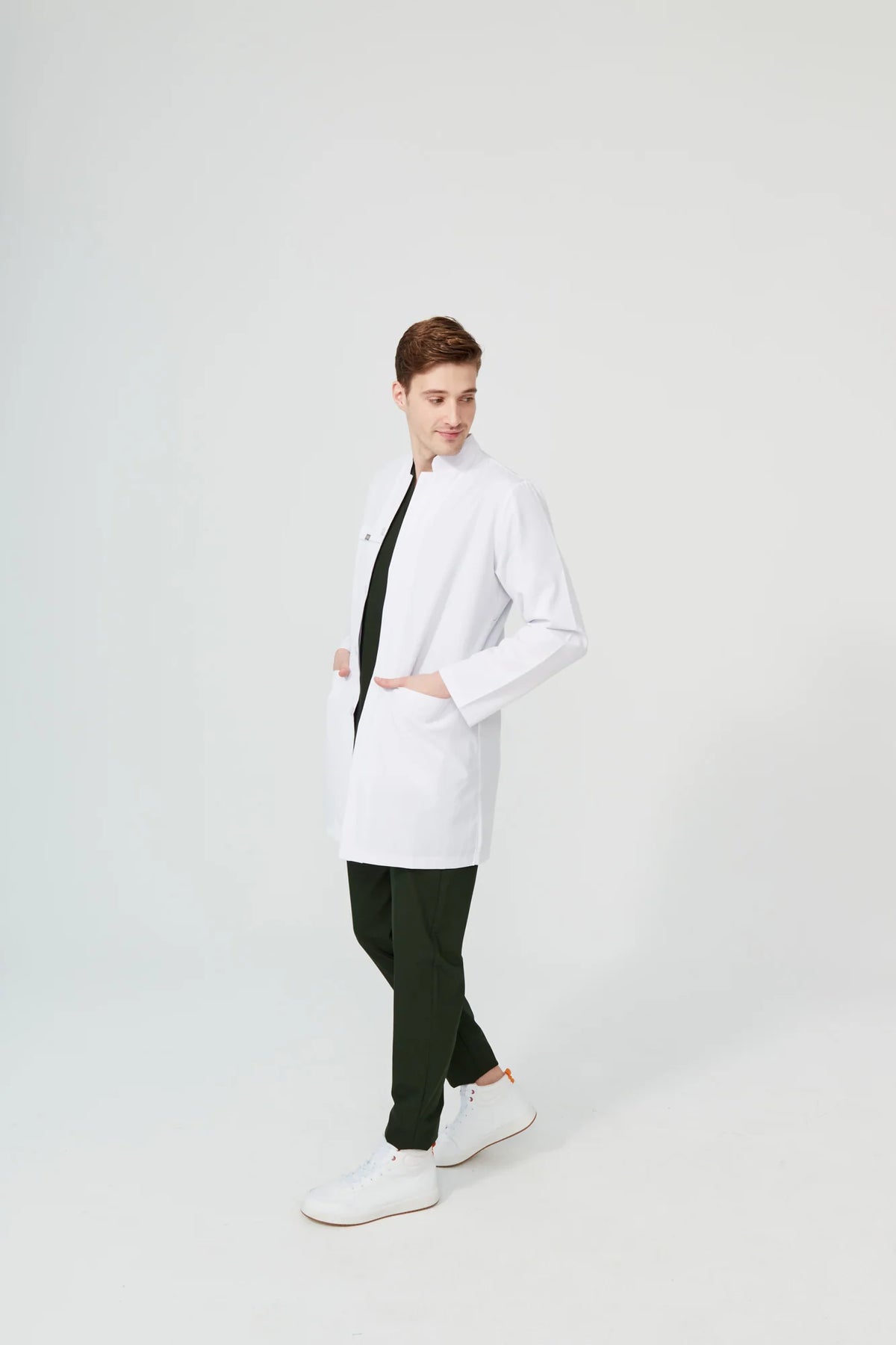 Cosa Men’s Mandarin Collar Medical Coat