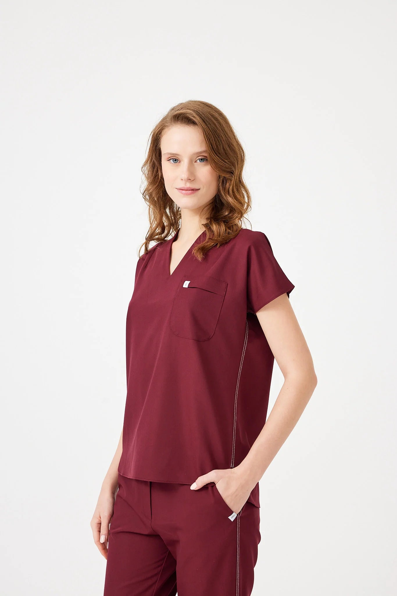 Cosa Fortius® Women's V-Neck Top - Burgundy