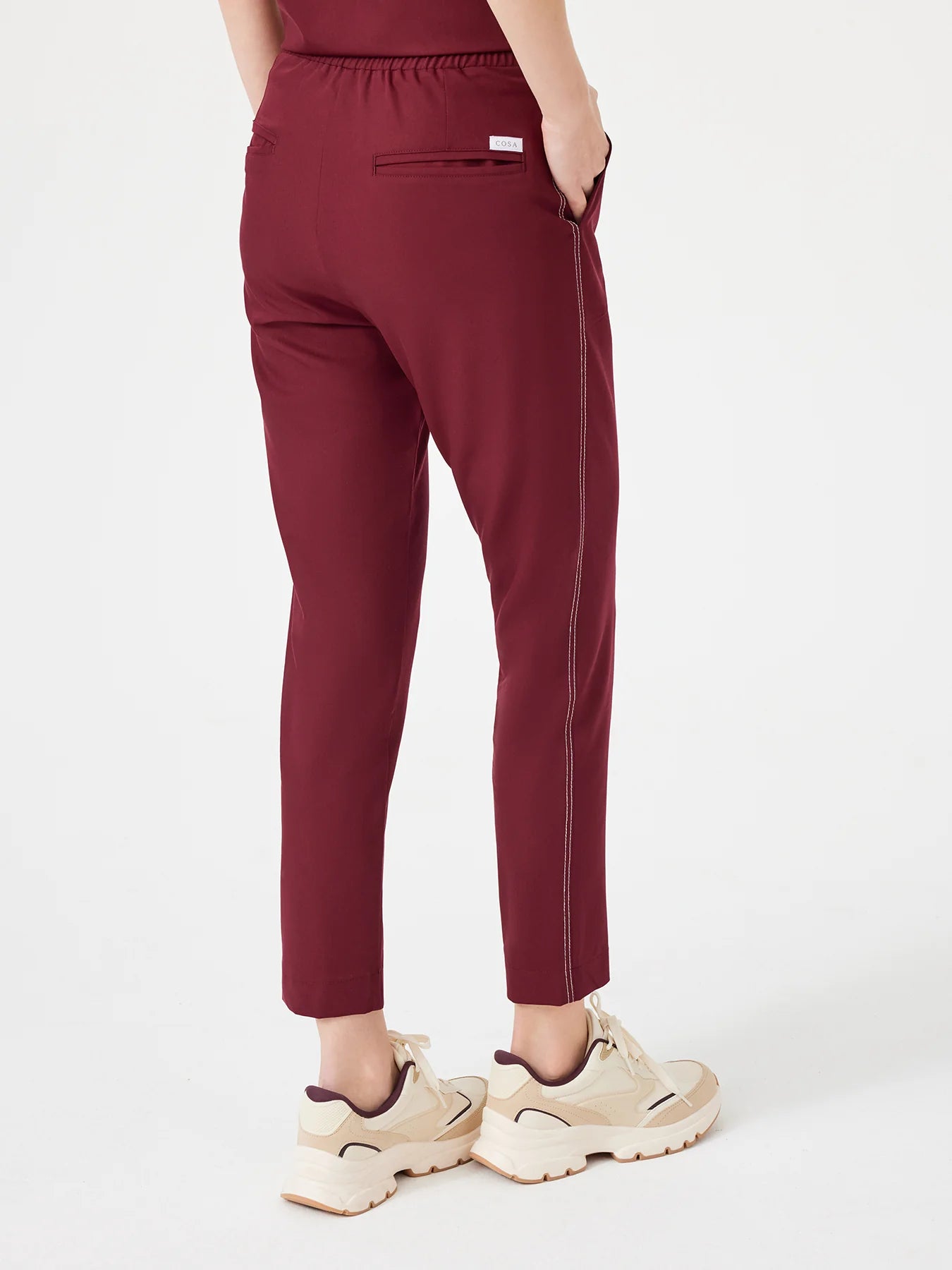 Cosa Fortius® Women's Contrast Stitch Trousers - Burgundy