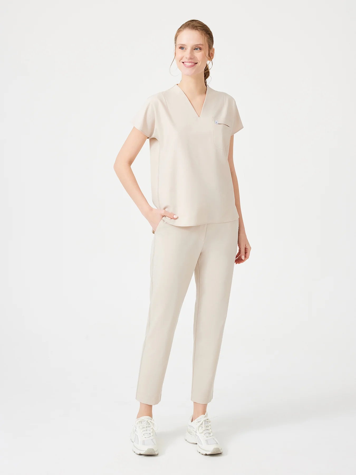 Cosa Fortius® Women's Contrast Stitch Trousers - Light Beige
